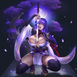 This is a pixiv picture whose title is 雷电将军.