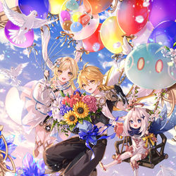 This is a pixiv picture whose title is 1周年記念！.
