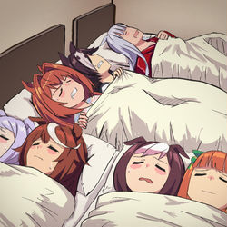 This is a pixiv picture whose title is ツインルームを7人使用するチームスピカ.