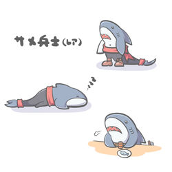 This is a pixiv picture whose title is サメ兵士(レア).
