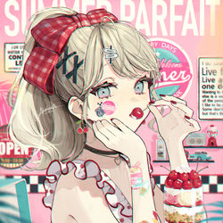 This is a pixiv picture whose title is 【夏パフェ】Cherry.