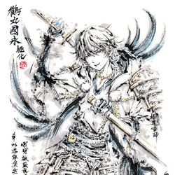 This is a pixiv picture whose title is 【極道畫師】鶴丸国永-極.