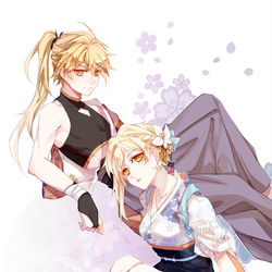 This is a pixiv picture whose title is 兄妹·稻妻.