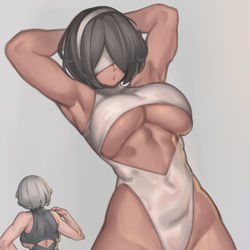 This is a pixiv picture whose title is 2P and 2B.