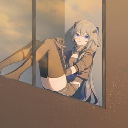 This is a pixiv picture whose title is 夕照.