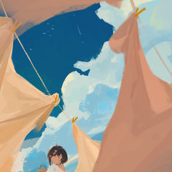 This is a pixiv picture whose title is 晒.