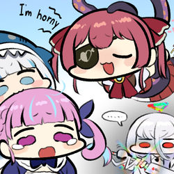 This is a pixiv picture whose title is Gura's bites, or Ina's bondage.