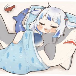 This is a pixiv picture whose title is ＼shark…💤／.