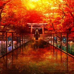 This is a pixiv picture whose title is 大炎刻街「残橋」.