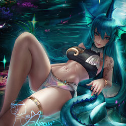 This is a pixiv picture whose title is シャワーズ 擬人化 / Gijinka Vaporeon.
