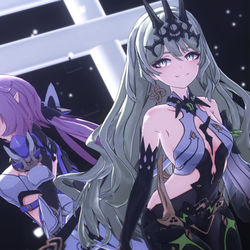 This is a pixiv picture whose title is 【崩坏3MMD】精灵和蛇蛇.
