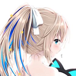This is a pixiv picture whose title is ポニーテールが好きだと聞いてさっそくしたのに反応が無くてそわそわ.