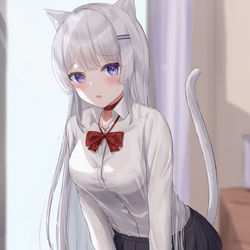 This is a pixiv picture whose title is ケモミミちゃんに制服着せてみた.