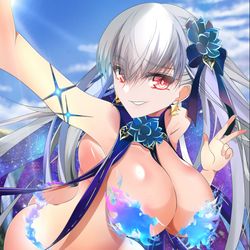 This is a pixiv picture whose title is 自撮り水着カーマ.