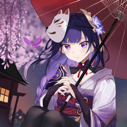 This is a pixiv picture whose title is 雷电将军.