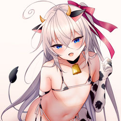 This is a pixiv picture whose title is 牛柄ビキニくん.