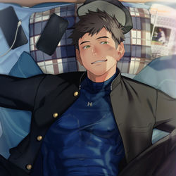 This is a pixiv picture whose title is 野球部寮にて.