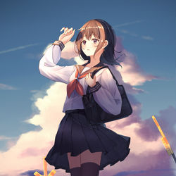 This is a pixiv picture whose title is 夕暮れ.
