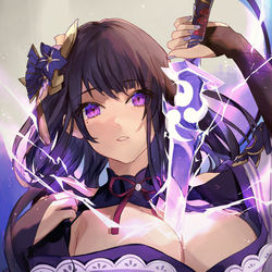 This is a pixiv picture whose title is 雷電将軍.