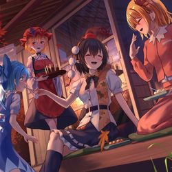 This is a pixiv picture whose title is 2022年「文々。新聞友の会カレンダー」10月イラスト.