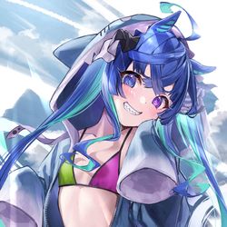 This is a pixiv picture whose title is 水着ツインターボ.