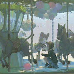 This is a pixiv picture whose title is 不再旋轉木馬 / Carousel never rotates.