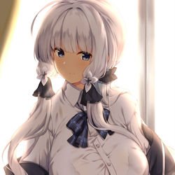 This is a pixiv picture whose title is 【アズレン】放課後の窓際【イラストリアス】.