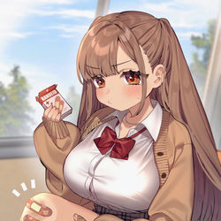 This is a pixiv picture whose title is 何故かよく転んでる クラスに1人いるチビ巨乳女子.
