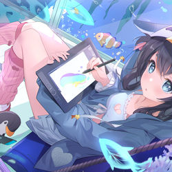 This is a pixiv picture whose title is 摸鱼.