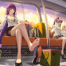 This is a pixiv picture whose title is 雷神的丝足列车（2p）.