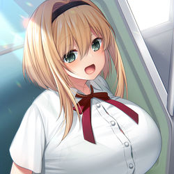 This is a pixiv picture whose title is 「おはよう～今日は電車空いてるね」.