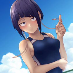 This is a pixiv picture whose title is 【ヒロアカ】スク水耳郎ちゃん.