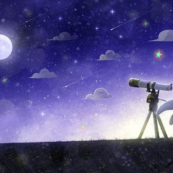 This is a pixiv picture whose title is 天体観測.