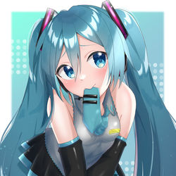 This is a pixiv picture whose title is 咥えネクタイミクさん.