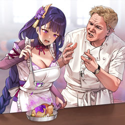 This is a pixiv picture whose title is Raiden's Kitchen Nightmare.