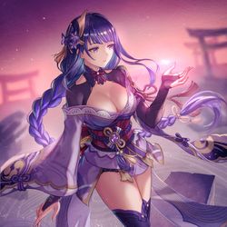 This is a pixiv picture whose title is 雷電将軍　影.