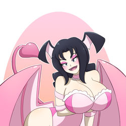 This is a pixiv picture whose title is Busty Pink Succubuss.