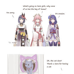 This is a pixiv picture whose title is Inazuma dailies 4(Ei,Yae,Sara).