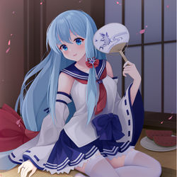 This is a pixiv picture whose title is 纳凉的白雪.