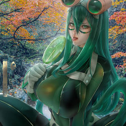 This is a pixiv picture whose title is 蛙吹 梅雨/Tsuyu Asui.