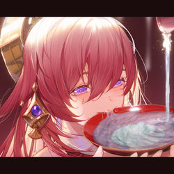 This is a pixiv picture whose title is 神子只是在喝水哦.