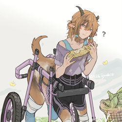 This is a pixiv picture whose title is もろこし車椅子たうる.