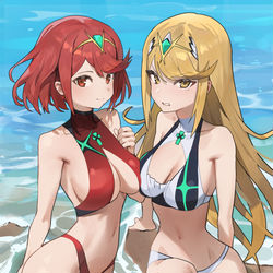 This is a pixiv picture whose title is Pyra & Mythra.