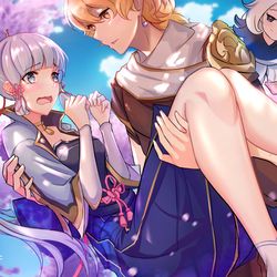 This is a pixiv picture whose title is 神里綾華_お姫様がだっこ.