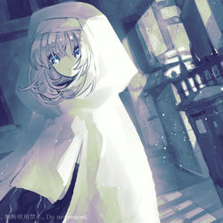 This is a pixiv picture whose title is 【創作】修道女ちゃんとくろいのと化け物１２，１３.