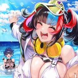 This is a pixiv picture whose title is ちゃんマスも一緒に泳ごー！.