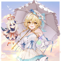 This is a pixiv picture whose title is 原神1st Anniversary🎊.
