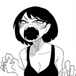 This is a pixiv picture whose title is 歯と舌と目と毛と腕と足.