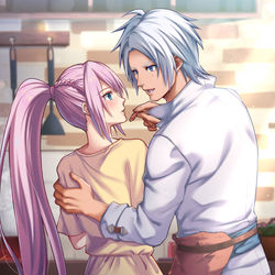 This is a pixiv picture whose title is 甘々な二人.