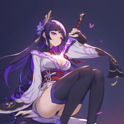 This is a pixiv picture whose title is 雷电将军.